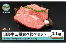 山形牛 三種食べ比べセット サーロインステーキ モモ カルビ 焼肉 ステーキ ja-gns3x1100