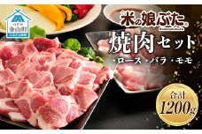 「米の娘ぶた」焼肉セット(ロース300g・バラ300g・もも600g）計1200g 豚肉 ブランド豚 高級 新鮮 冷凍 焼き肉 東北 山形 金山町 F4B-0219