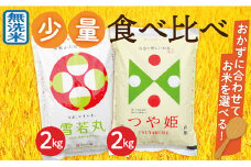 【令和7年産】無洗米　山形県産　つや姫2kg・雪若丸2㎏　少量食べ比べセット