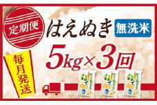 【定期便】【無洗米】 令和7年産 山形県産 はえぬき 5kg (5kg×1)  3回配送