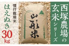 【令和7年産予約】慣行栽培米 はえぬき 玄米 30kg