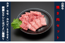 【山形牛】焼肉セット（モモ・カタ・カルビ）500g