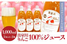 ＜真室川のおいしいりんご使用＞　真室川りんご100％ジュース　2本入×2箱