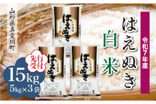 ＜令和7年産米先行受付＞ 真室川町産 はえぬき 【白米】 15kg （5kg×3袋）＜配送時期指定可＞