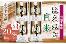 ＜令和7年産米先行受付＞ 真室川町産 はえぬき 【白米】 20kg （5kg×4袋）＜配送時期指定可＞