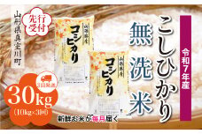 ＜令和7年産米先行受付＞ 真室川町産 こしひかり 【無洗米】 定期便 30kg （10kg×1ヶ月間隔で3回お届け）＜配送時期指定可＞