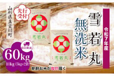 ＜令和7年産米先行受付＞ 真室川町産 雪若丸 【無洗米】 定期便 60kg （10kg×1ヶ月間隔で6回お届け）＜配送時期指定可＞
