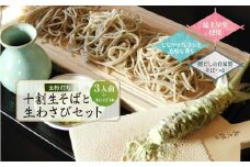 生粉打ち　十割生そば（3人前）と生わさびセット