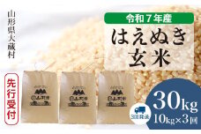 ＜令和7年産米先行受付＞ 大蔵村産 はえぬき 【玄米】 30kg定期便 （10kg×3回発送）＜配送時期選べます＞