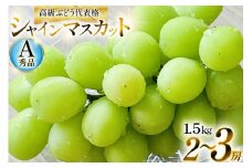 【期間限定発送】 シャインマスカット Aランク 2〜3房 1.5kg [安達長作 山形県 高畠町 tk06ays990000] 箱詰め フルーツ 果物 くだもの ぶどう ブドウ 葡萄 1.5キロ 甘い
