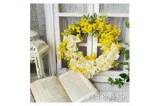 フラワーリース ミモザ リース 1個 [La.Rose Fleur 山形県 高畠町 tk06ayt140026] 花 はな 造花 フラワー アレンジメント インテリア 飾付 ハンドメイド