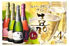 スパークリング 嘉 スパークリングワイン4本セット 白&ロゼ 辛口&甘口&中甘口セット750ml ×4 高畠ワイン [小田部商店 山形県 高畠町 tk06ayt180030]  辛口 甘口 中甘口 ワイン お酒 酒