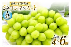 【期間限定発送】 シャインマスカット Aランク 4〜6房 3kg [安達長作 山形県 高畠町 tk06ays990001] 箱詰め フルーツ 果物 くだもの ぶどう ブドウ 葡萄 3キロ 甘い