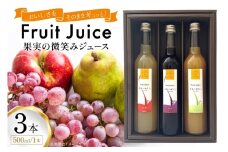 果実の微笑み ジュース 500ml 計3本 セット (KJ-3) [たかはた果樹園 山形県 高畠町 tk06ays650016] ぶどう ラ・フランス りんご フルーツ 果汁 ジュース 詰め合わせ 葡萄 林檎 飲料 飲み物