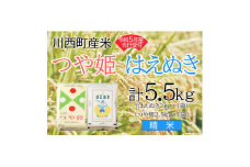 令和5年産　つや姫・はえぬき計5.5kg　精米セット　真空パック詰【1121436】
