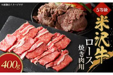 5等級米沢牛ロース焼き肉用(400g)【1290972】