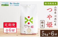 ＜毎月定期便＞山形県産特別栽培米「つや姫」5kg(5kg×1袋)全6回【4003478】