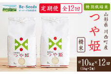 ＜毎月定期便＞山形県産特別栽培米「つや姫」10kg(5kg×2袋)全12回【4003481】