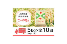 2024年2月発送開始『定期便』川西町産　特別栽培米「つや姫」精米5kg(5kg×1袋)全10回【5169244】