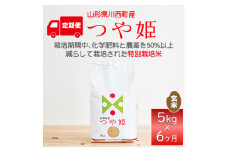 ＜毎月定期便＞山形県産　つや姫　玄米　5kg全6回【4059362】