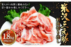 米沢三元豚 肩肉切り出し 1.8kg（450g×4P） 豚肉 ブランド肉