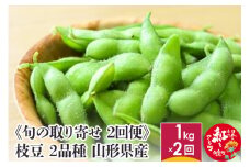 《旬の取り寄せ 2回便》 枝豆 （ゆかた娘・青豊） 食べくらべセット 2kg分 1kg分×2回 2品種 山形県産 【2025年8月下旬～9月上旬に順次発送予定】