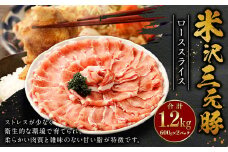 米沢三元豚 ローススライス 1.2kg （600g×2P） 豚肉 ブランド肉 お肉