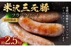 米沢三元豚 フランクフルト 約500g✕5パック （約2.5kg） フランク ソーセージ 豚肉