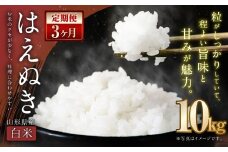 【3ヶ月定期便】【令和7年産新米】〈 白米 〉 はえぬき 10kg×3回 計30kg 山形県産 新米 お米 【2025年11月上旬発送開始予定】