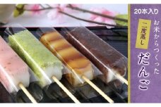お米から作った 特製二度蒸しだんご 20本【冷凍発送】