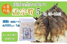 食の都庄内　生たけのこ「孟宗筍」約5kg　酒粕付き