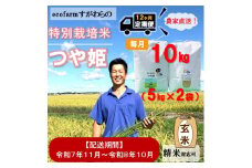 令和7年11月新米スタート【定期便12回】ecofarmすがわら特別栽培米つや姫10kg×12回