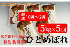 定期便5回【10月～2月】エコファーマーのひとめぼれ5kg×5回