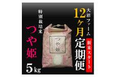 10月スタート【定期便12回】大沼ファームの特別栽培米つや姫5kg