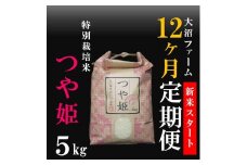 10月スタート【定期便12回】大沼ファームの特別栽培米つや姫5kg