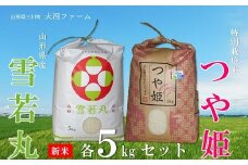 【令和7年産・精米】大沼ファームのつや姫と雪若丸のセット　各5kg※10月中旬頃から順次配送予定