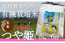 10月スタート【定期便6回】九代目又七の【玄米】有機つや姫5kg