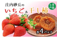 食の都庄内　庄内砂丘のいちご＆干し柿【各4パック】※令和8年1月中旬頃より順次配送