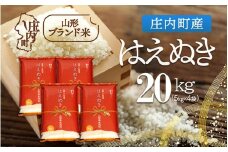 庄内町産 はえぬき 20kg 5kg×4袋 令和7年産 2025年産 ブランド米 コシヒカリの原点、亀の尾発祥の地 庄内