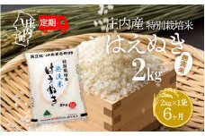 ＜10月中旬発送＞庄内米6か月定期便！特別栽培米 はえぬき無洗米 2kg（入金期限：2025.9.25）