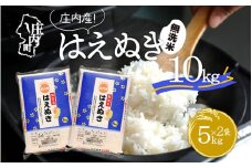 はえぬき 無洗米 10kg 5kg×2袋 コシヒカリの原点、亀の尾発祥の地 庄内 令和6年産 2024年産 ブランド米【1074-014A】