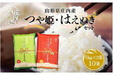 山形県庄内産 つや姫・はえぬきセット 5kg×2袋 コシヒカリの原点、亀の尾発祥の地 令和6年産 2024年産 ブランド米【1082-016A】