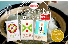 ＜4月中旬発送＞山形のブランド米食べ比べ 3か月定期便！（入金期限：2025.3.25）