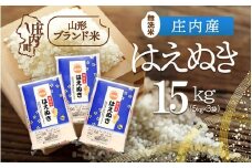 庄内産 はえぬき無洗米 15kg 5kg×3袋 令和7年産 2025年産 ブランド米 コシヒカリの原点、亀の尾発祥の地 庄内