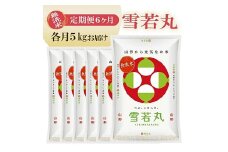 1262T11　【定期便】無洗米雪若丸 5kg×6ヶ月連続 計30kg(11月～4月)