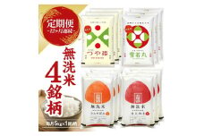 1271T11　【定期便】無洗米4銘柄定期便 5kg×12ヶ月連続 計60kg(11月～10月)はえぬき つや姫 雪若丸 ひとめぼれ