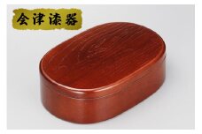 杢目 小判一段 弁当｜会津若松 漆器 特産品 [0479]