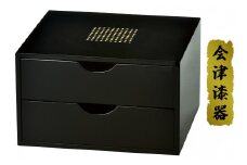 黒 二ツ引タンス ドット｜会津若松 漆器 特産品 [0518]