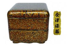 金虫食い重箱｜会津若松 漆器 特産品 [0528]