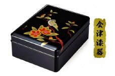 黒 11.0玉渕文庫 花鳥｜会津若松 漆器 特産品 [0534]